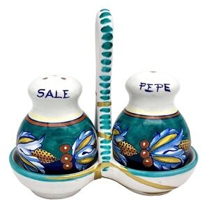 Kintsugi Italian Salt Pepper Shakers & Caddy Gold Crack Art Personal Growth Gift